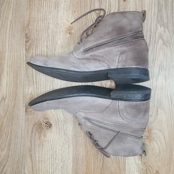 John Varvatos Suede Leather Mens Grey Distressed Lace Ankle Chukka Boots Zipper - Picture 5 of 13